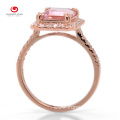 18K Rose Gold Plated Cushion Morganite Moissanite Ring